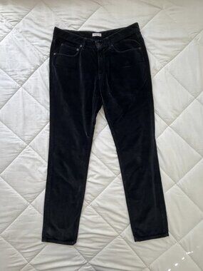 Boglioli Mens Black Velour Velvet 5-Pocket Chino Pants 32 Made in Italy